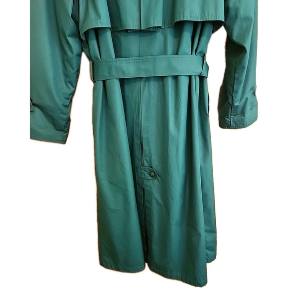 Vintage London Fogs Towne Teal Zip-Lined Belted Trench Coat Women's Size 12 Y2K - Picture 8 of 12